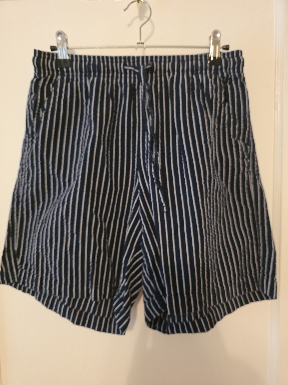 Gloria Vanderbilt Navy & White Striped High Waist Shorts
